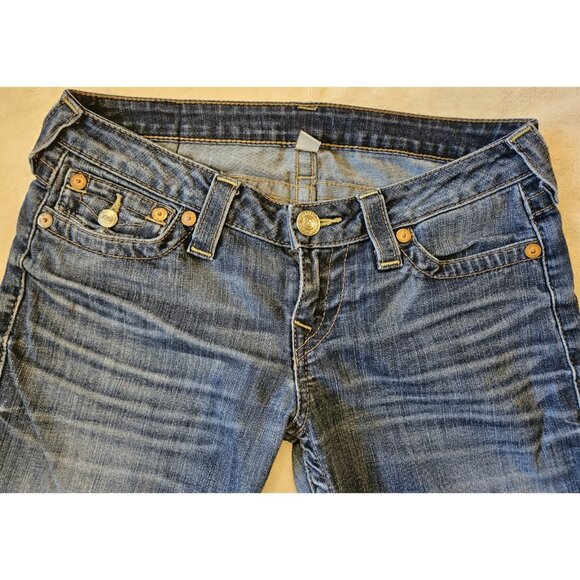 True Religion Womens Knee Length Shorts Medium Wash Size 27 Low Rise - Picture 2 of 14
